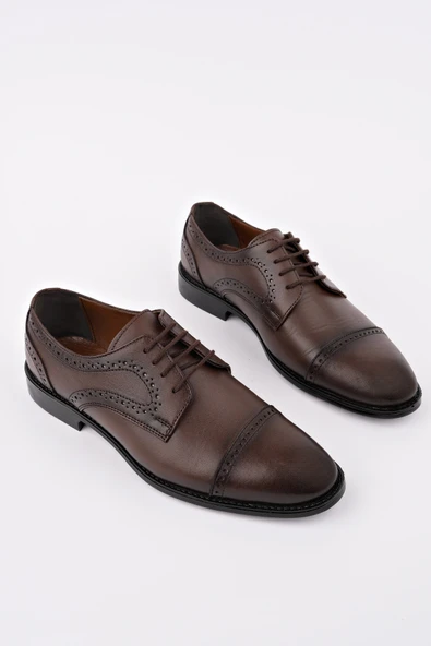 Muggo PANKOV Hakiki Deri Klasik Günlük Ortopedik Bağcıklı Erkek Ayakkabı - 2