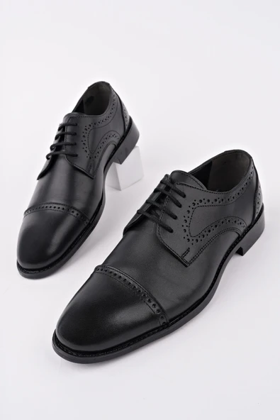 Muggo PANKOV Hakiki Deri Klasik Günlük Ortopedik Bağcıklı Erkek Ayakkabı - 9