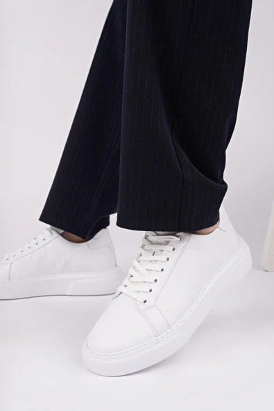 Muggo MORTA Kalın Taban Bağcıklı Hakiki Deri Erkek Günlük Sneaker Spor Ayakkabı - 7