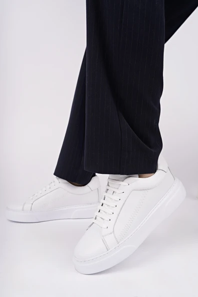 Muggo RİDER Bağcıklı Hakiki Deri Kalın Taban Erkek Günlük Sneaker Spor Ayakkabı - 7