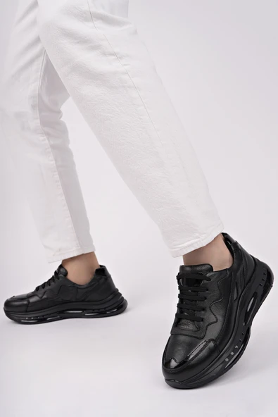 Muggo POWER Bağcıklı Hakiki Deri Kalın Taban Erkek Günlük Sneaker Spor Ayakkabı - 7