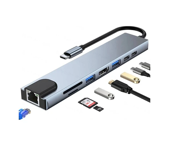 Macbook Pro Air Usb Type-C Hub Dönüştürücü Çevirici Çoklayıcı 8 - 2