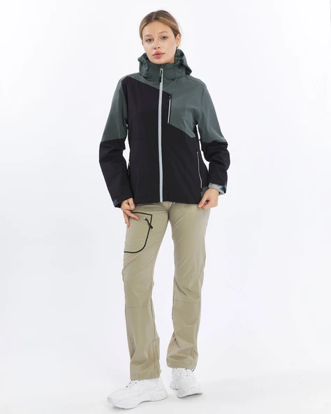 Mapamyumco Windbreaker Kadın Ceket-FÜME-SİYAH - Resim 2