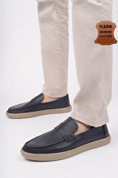 Muggo HARNAZ Bağcıksız Hakiki Deri Erkek Günlük Casual Ayakkabı - 8