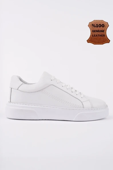 Muggo RİDER Bağcıklı Hakiki Deri Kalın Taban Erkek Günlük Sneaker Spor Ayakkabı
