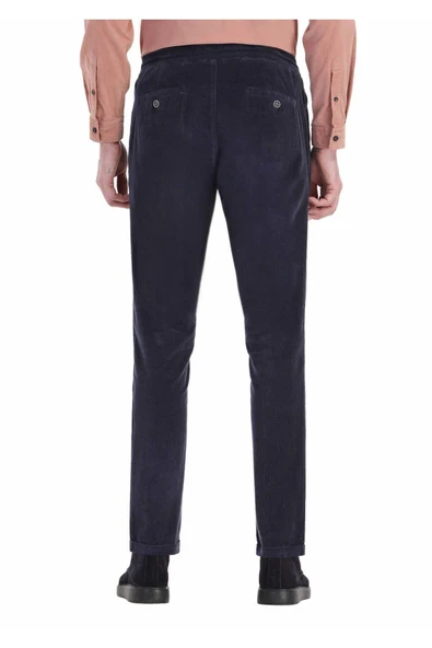 Erkek Kadife Boyfriend Pantolon , Slim Fit Rahat Kesim Beli Bağlamalı Yan Cepli Jogger Pantolon - 4
