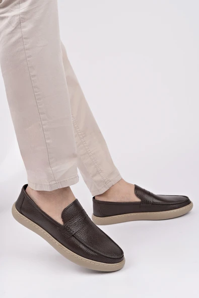 Muggo HARNAZ Bağcıksız Hakiki Deri Erkek Günlük Casual Ayakkabı - 2