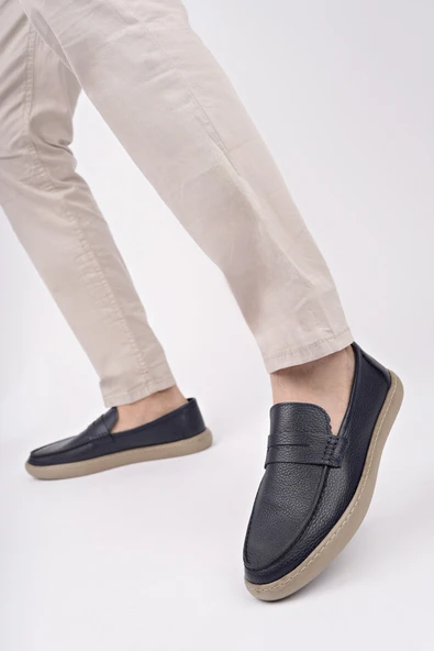 Muggo HARNAZ Bağcıksız Hakiki Deri Erkek Günlük Casual Ayakkabı - 9