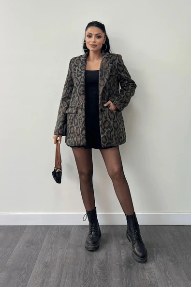 LEOPAR DESENLİ BLAZER CEKET - 5