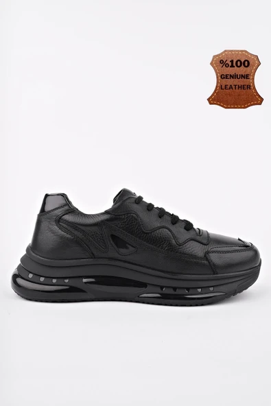 Muggo POWER Bağcıklı Hakiki Deri Kalın Taban Erkek Günlük Sneaker Spor Ayakkabı
