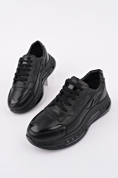 Muggo POWER Bağcıklı Hakiki Deri Kalın Taban Erkek Günlük Sneaker Spor Ayakkabı - 3