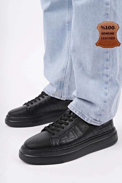 Muggo AGONY Kalın Taban Bağcıklı Hakiki Deri Erkek Günlük Sneaker Spor Ayakkabı