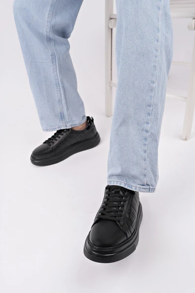 Muggo AGONY Kalın Taban Bağcıklı Hakiki Deri Erkek Günlük Sneaker Spor Ayakkabı - 5