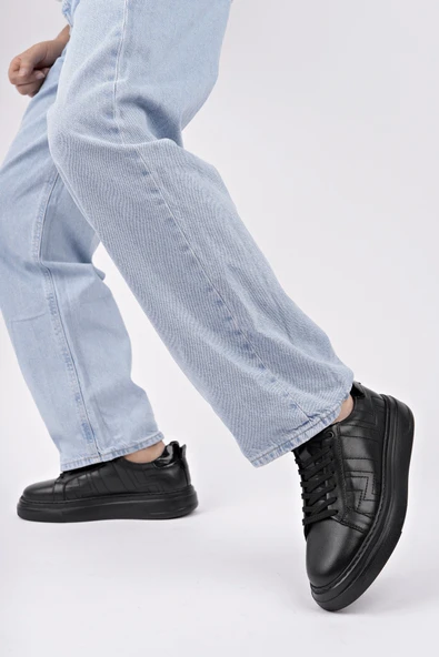 Muggo AGONY Kalın Taban Bağcıklı Hakiki Deri Erkek Günlük Sneaker Spor Ayakkabı - 10