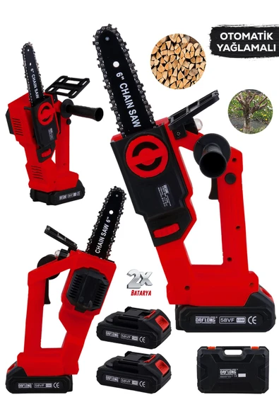 DAFLONG KÖMÜRSÜZ YENİ NESİL OTOMATİK YAĞLAMALI 6 İNÇ DFL-SERİES DAL BUDAMA MAKİNASI-KRMZ - 2