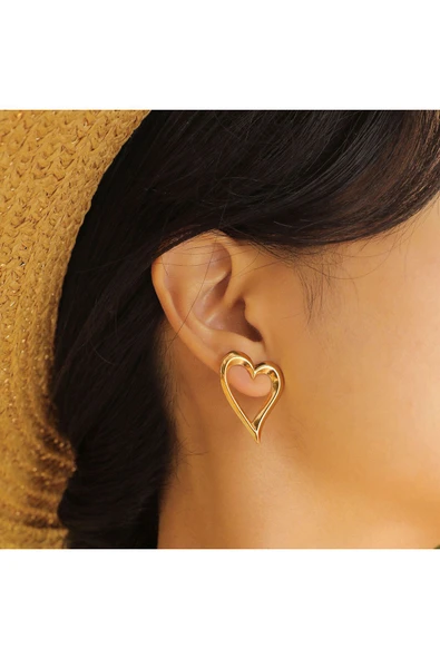 Gold Küçük Kalp Minimal Küpe