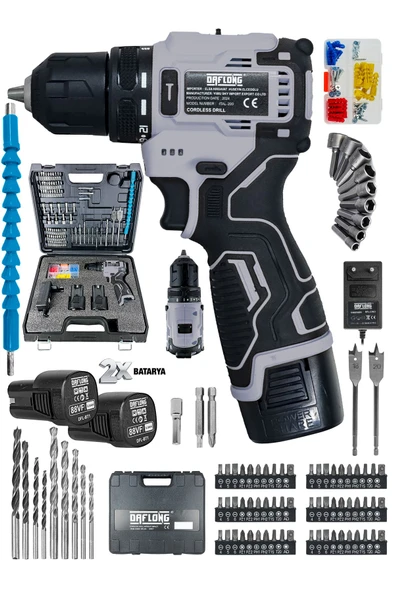 DAFLONG PRO ÖZEL SERİ 84 PARÇA KÖMÜRSÜZ GÜÇLENDİRİLMİŞ MOTOR ŞARJLI ARMUT BATARYA MATKAP - 2