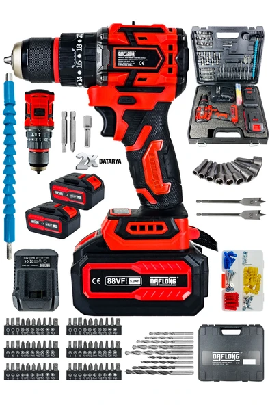 DAFLONG ÖZEL SERİ  84 PARÇA KÖMÜRSÜZ GÜCLENDİRİLMİŞ MOTOR DARBELİ ŞARJLI MATKAP - 2
