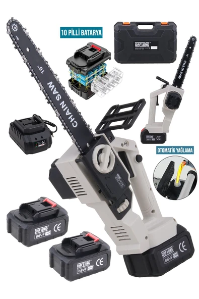 DAFLONG YENİ KÖMÜRSÜZ MOTOR 10 İNÇ YAĞLAMALI 10 PİLLİ BATARYA+HIZLI ŞARJ İSTASYONU DAL BUDAMA-W