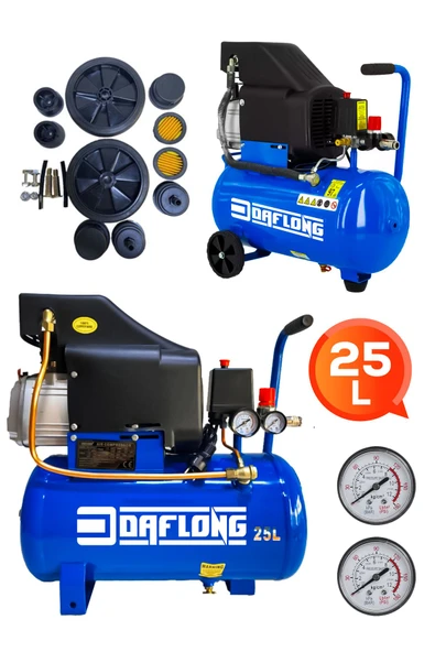 DAFLONG Profesyonel Hızlı Motor 25 Lt Sessi̇z Yağsiz Hava Kompresörü - 2