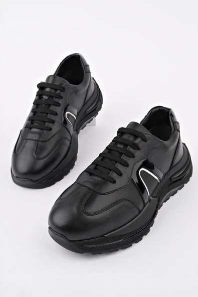 Muggo BRUNO Bağcıklı Hakiki Deri Kalın Taban Erkek Günlük Sneaker Spor Ayakkabı - 3