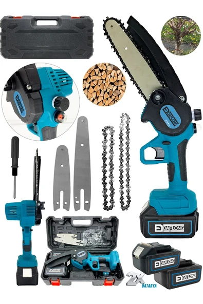 DAFLONG 10 PİLLİ KÖMÜRSÜZ OTOMATİK YAĞLAMALI E-TECH DAL BUDAMA MAKİNASI 2 ZİNCİR 2 PALA-MVI - 2