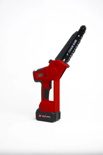 DAFLONG KÖMÜRSÜZ YENİ NESİL 8 INCH OTO YAĞLAMALI DİJİTAL GÖSTERGELİ 10 PİL DAL BUDAMA MAKİNASI-RED - 2