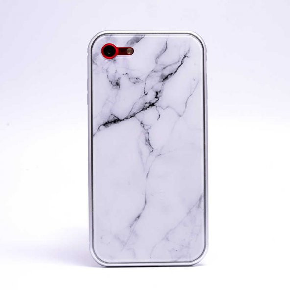 Apple iPhone SE 2020 Kılıf Zore Mermerli Devrim Cam Kapak - 6