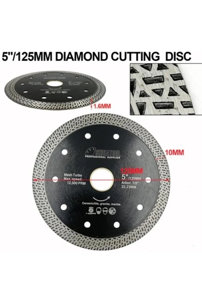 SHDIATOOL Mesh Turbo 5" 125mm Granit Mermer Seramik Karo Tuğla Için Elmas Taşlama Diski - 3