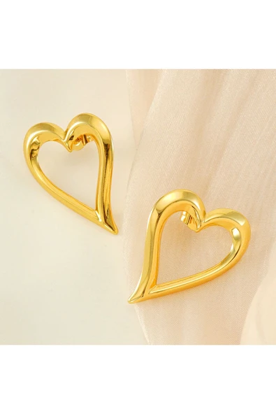 Gold Küçük Kalp Minimal Küpe - 2