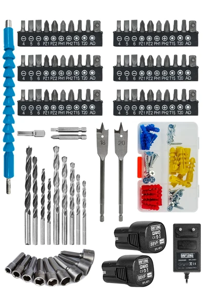DAFLONG PRO ÖZEL SERİ 84 PARÇA KÖMÜRSÜZ GÜÇLENDİRİLMİŞ MOTOR ŞARJLI ARMUT BATARYA MATKAP - 4