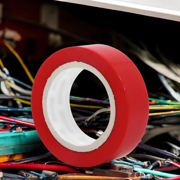 Elektrikçi Bandı Kırmızı İzole Elektirik Bant Elektrik Bandı Pvc 9 Metre - Resim 3