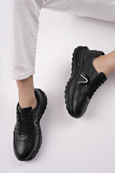 Muggo BRUNO Bağcıklı Hakiki Deri Kalın Taban Erkek Günlük Sneaker Spor Ayakkabı - 6