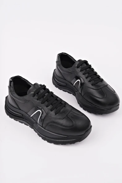 Muggo BRUNO Bağcıklı Hakiki Deri Kalın Taban Erkek Günlük Sneaker Spor Ayakkabı - 2