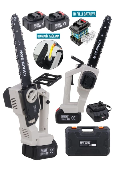 DAFLONG YENİ KÖMÜRSÜZ MOTOR 10 İNÇ YAĞLAMALI 10 PİLLİ BATARYA+HIZLI ŞARJ İSTASYONU DAL BUDAMA-W - 2