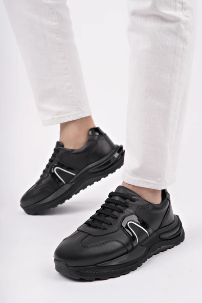 Muggo BRUNO Bağcıklı Hakiki Deri Kalın Taban Erkek Günlük Sneaker Spor Ayakkabı - 5