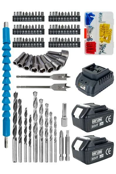 DAFLONG PRO ÖZEL SERİ 84 PARÇA KÖMÜRSÜZ ŞARJLI MATKAP-KRMZ - 4