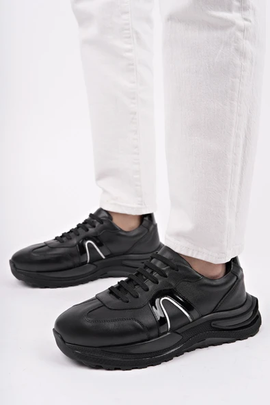 Muggo BRUNO Bağcıklı Hakiki Deri Kalın Taban Erkek Günlük Sneaker Spor Ayakkabı - 8