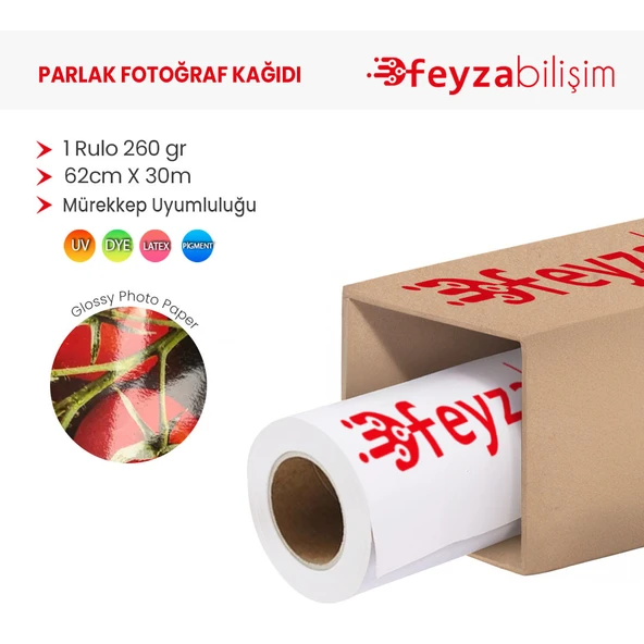 Feyza Bilişim Microporous (Satin) Yarı Mat Fotoğraf Kağıdı Waterprof 260gr 62cm x30mt (1 Rulo) ürün görseli