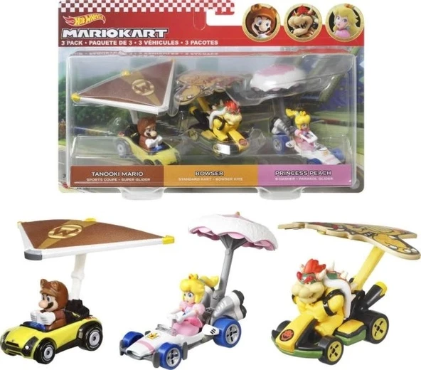 Hot Wheels Süper Mario Karakter Arabası 3'lü Paket