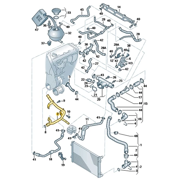 Skoda Roomster 2006-2010 1.4TDi BNV Motor Sac Su Borusu 045121065M - 3