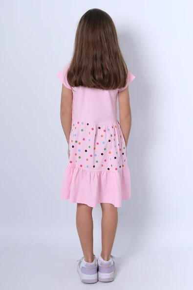 KIZ ÇOCUK ELBİSE FIRFIRLI PUANTİYELİ BASKILI A28 - 5