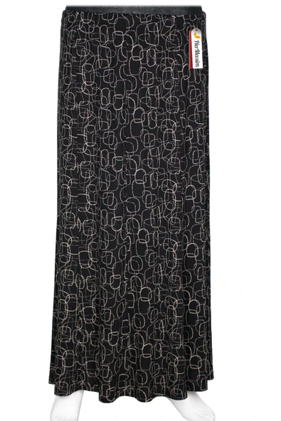 Hesna Kadın Betül 8 Parça Lastikli Astarsız Siyah Etek Desen 14