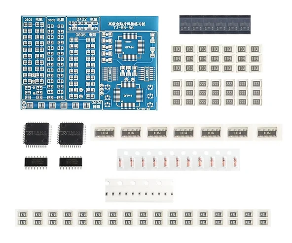 Smd Lehim Öğrenme Seti 77 Parça Smt Elektronik Eğitim Kiti Deney Pratikleme Kartı Qfp44 Sop16 0402 0603 0805 Direnç Melf Diyot Sot23 Transistör ürün görseli
