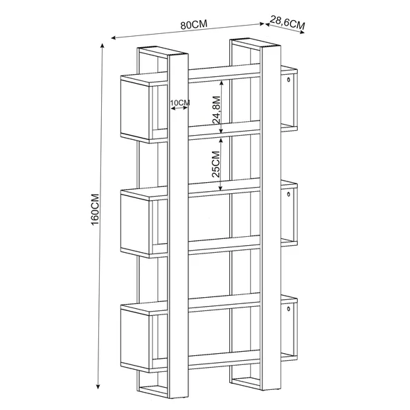 Milano Kitaplık, Raflı Kitaplık, Kütüphane, Çalışma Odası, Ev-Ofis - 5
