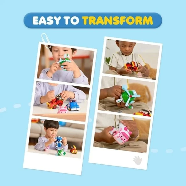 Robocar Poli  Robot Oyuncaklar (4'lü Paket) Poli+Amber+Roy+Helly