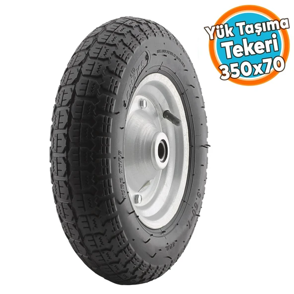 El Arabası Yük Taşıma Tekeri Bilyeli Rulmanlı Havalı Dubleks 350x70 mm Çelik Jant Tekerlek