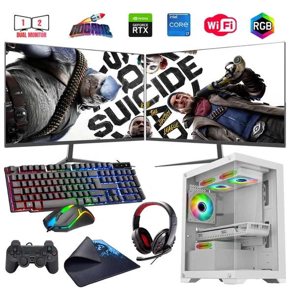 i7 14700F 16GB DDR4 1TB m2 6GB RTX3050 Çift 24" Monitörlü Oyun Bilgisayarı (Gaming SET) ürün görseli