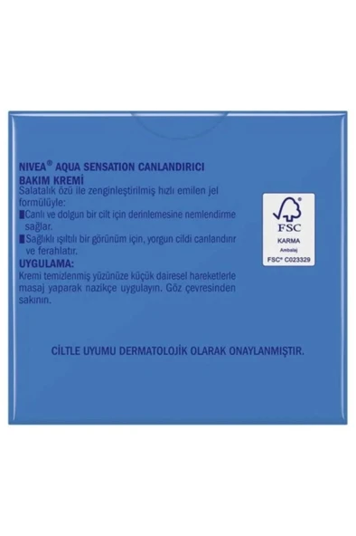 NIVEA Aqua Sensation Canlandırıcı Yüz Bakım Kremi 50ml, Nemlendirici, Salatalık Özü, Dolgun Cilt - Resim 2