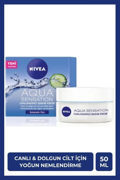 NIVEA Aqua Sensation Canlandırıcı Yüz Bakım Kremi 50ml, Nemlendirici, Salatalık Özü, Dolgun Cilt ürün görseli